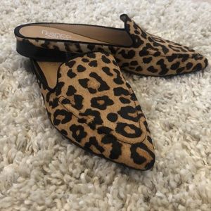 Franco Sarto leopard flats / mules
